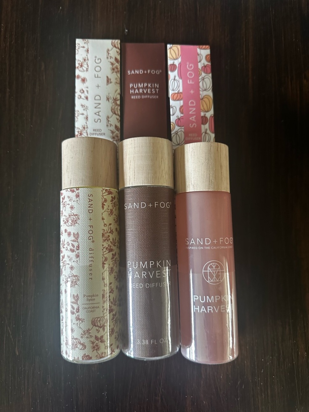 SAND + FOG Reed Diffusers (2) Pumpkin Harvest & (1) Pumpkin Spice